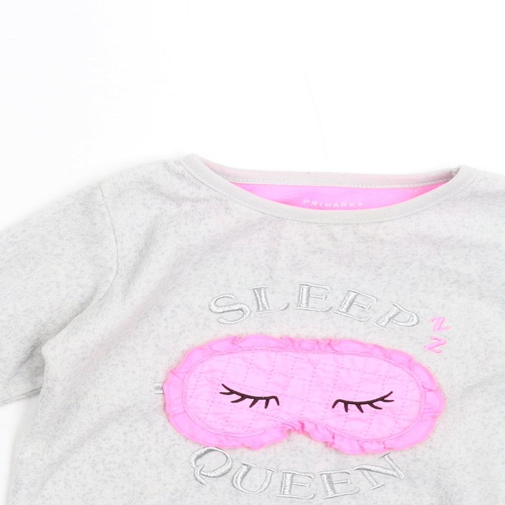 Primark Girls Grey Solid Fleece Top Pyjama Top Size 2-3 Years