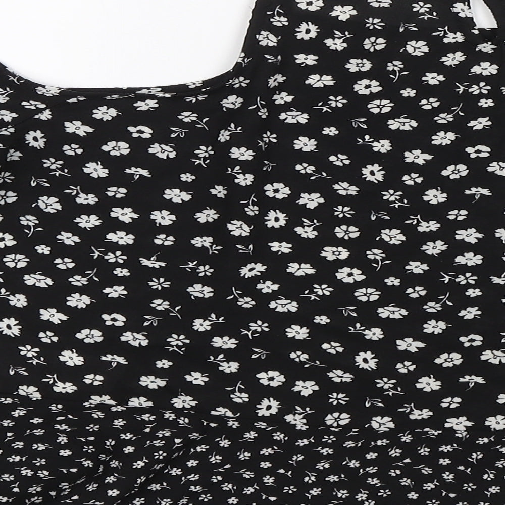 New Look Girls Black Floral  Basic Blouse Size 14 Years