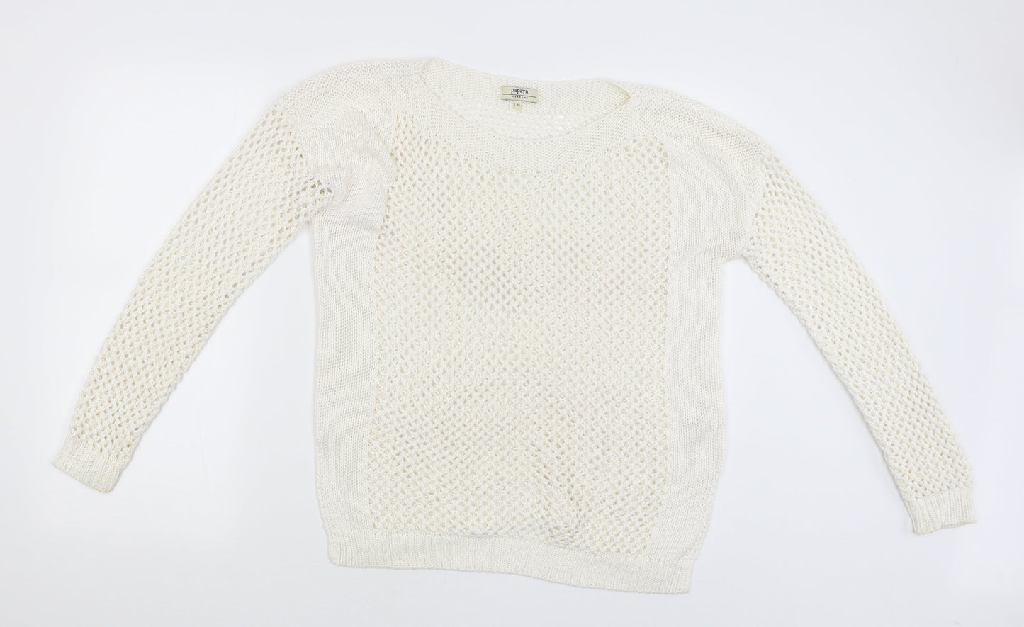 Papaya Womens White   Pullover Jumper Size M