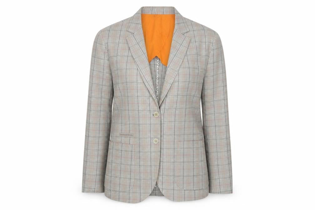 Luigi Spago Womens Beige Check  Jacket Blazer Size M