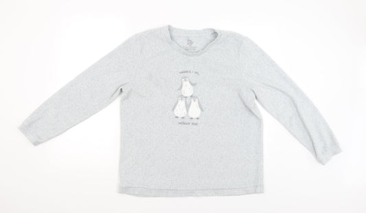 Love To Lounge Womens Grey Solid  Babydoll Pyjama Top Size M  - PENGUINS