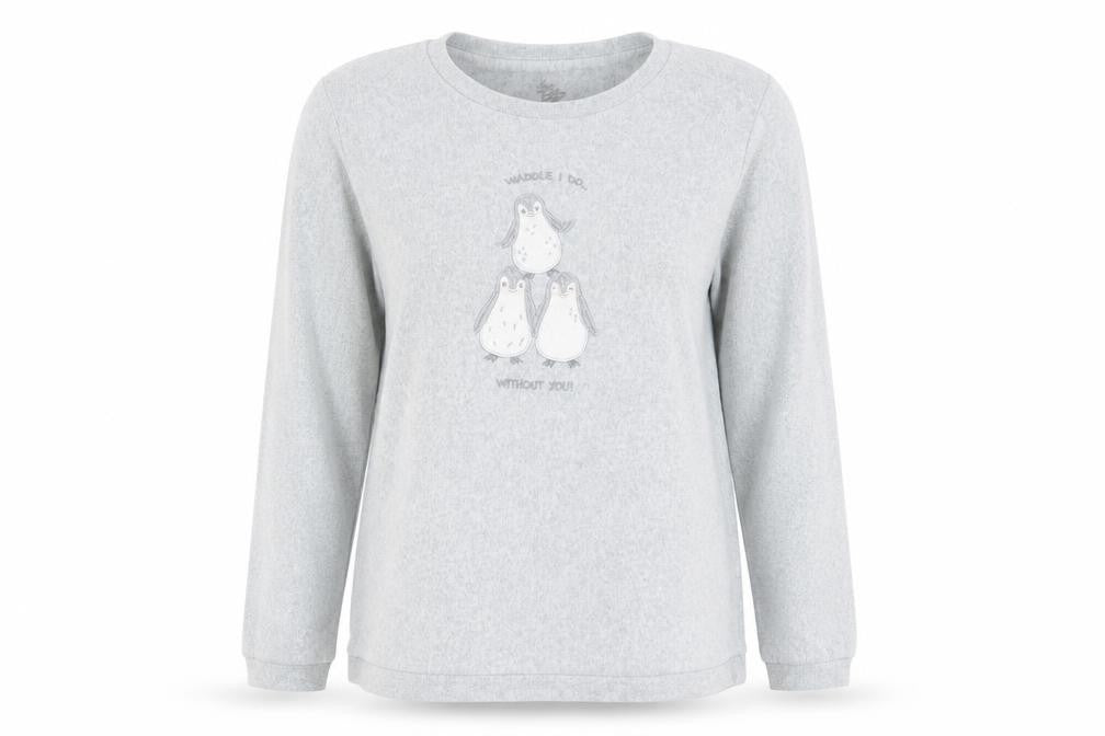 Love To Lounge Womens Grey Solid  Babydoll Pyjama Top Size M  - PENGUINS
