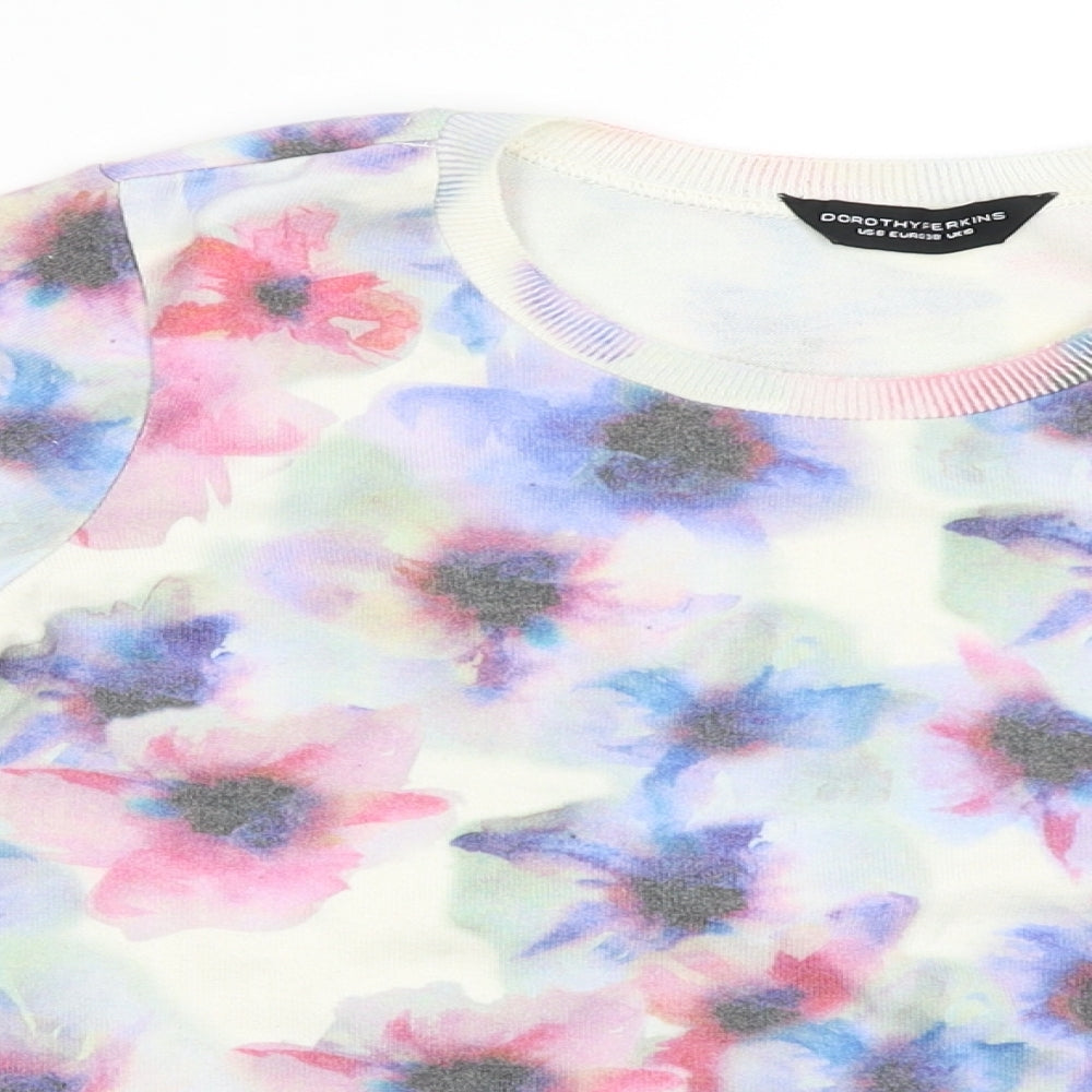 Dorothy Perkins Womens White Floral  Pullover Jumper Size 10