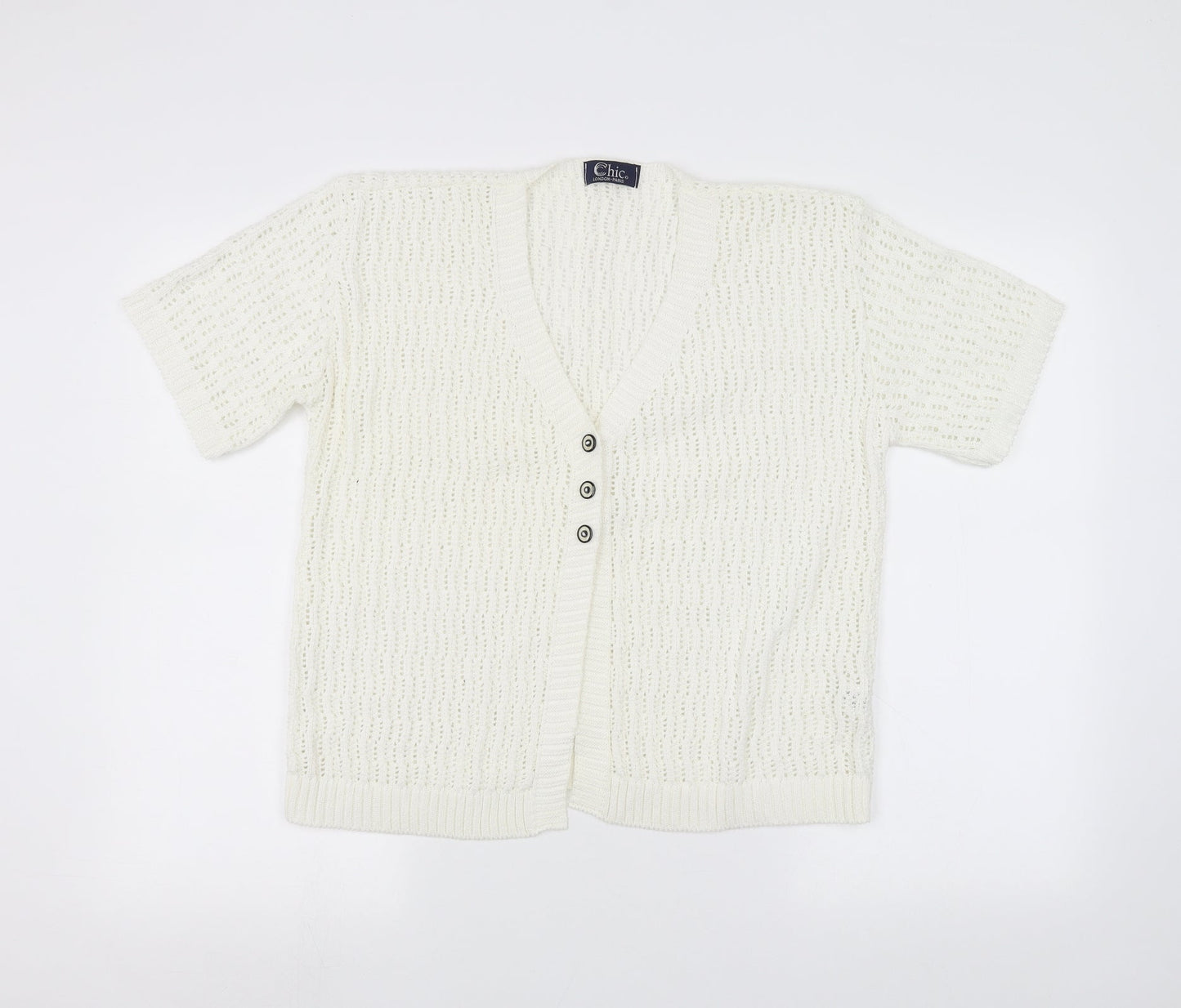 CHIC Womens White   Cardigan Jumper Size M