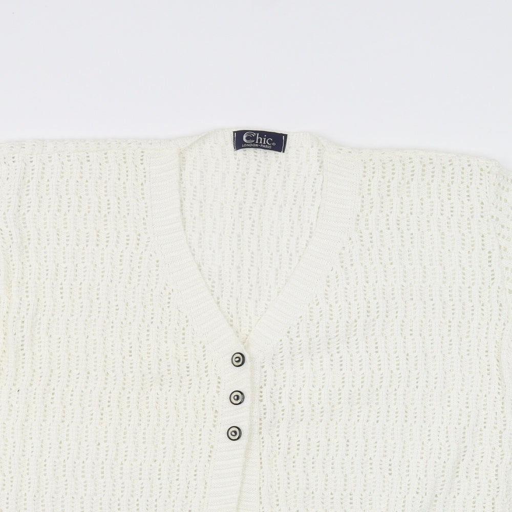 CHIC Womens White   Cardigan Jumper Size M