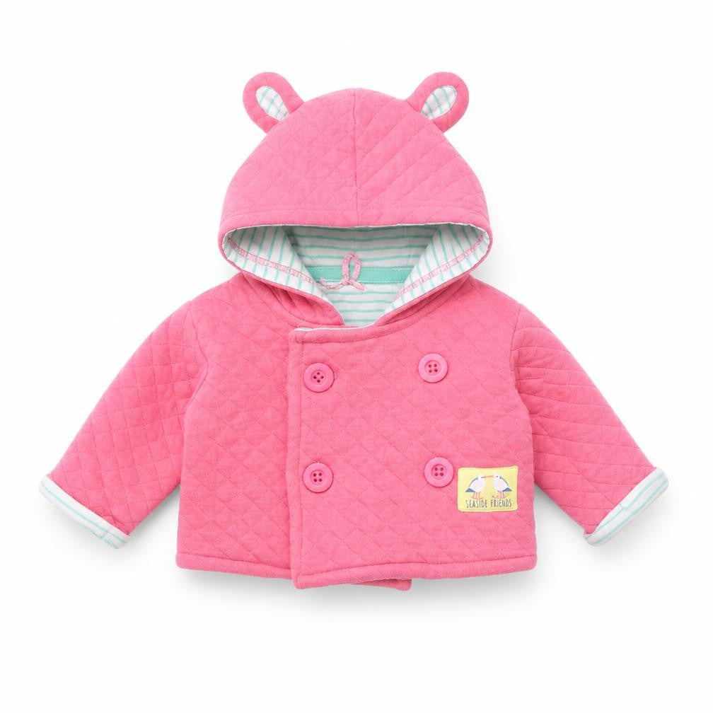 Front view of Crafted Baby Pink Jacket, size 0-3, Months
