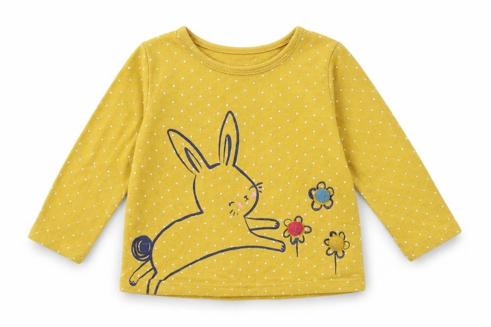 Front view of F&F Baby Yellow Polka Dot Babydoll Pyjama Top, size 12-18, Months
