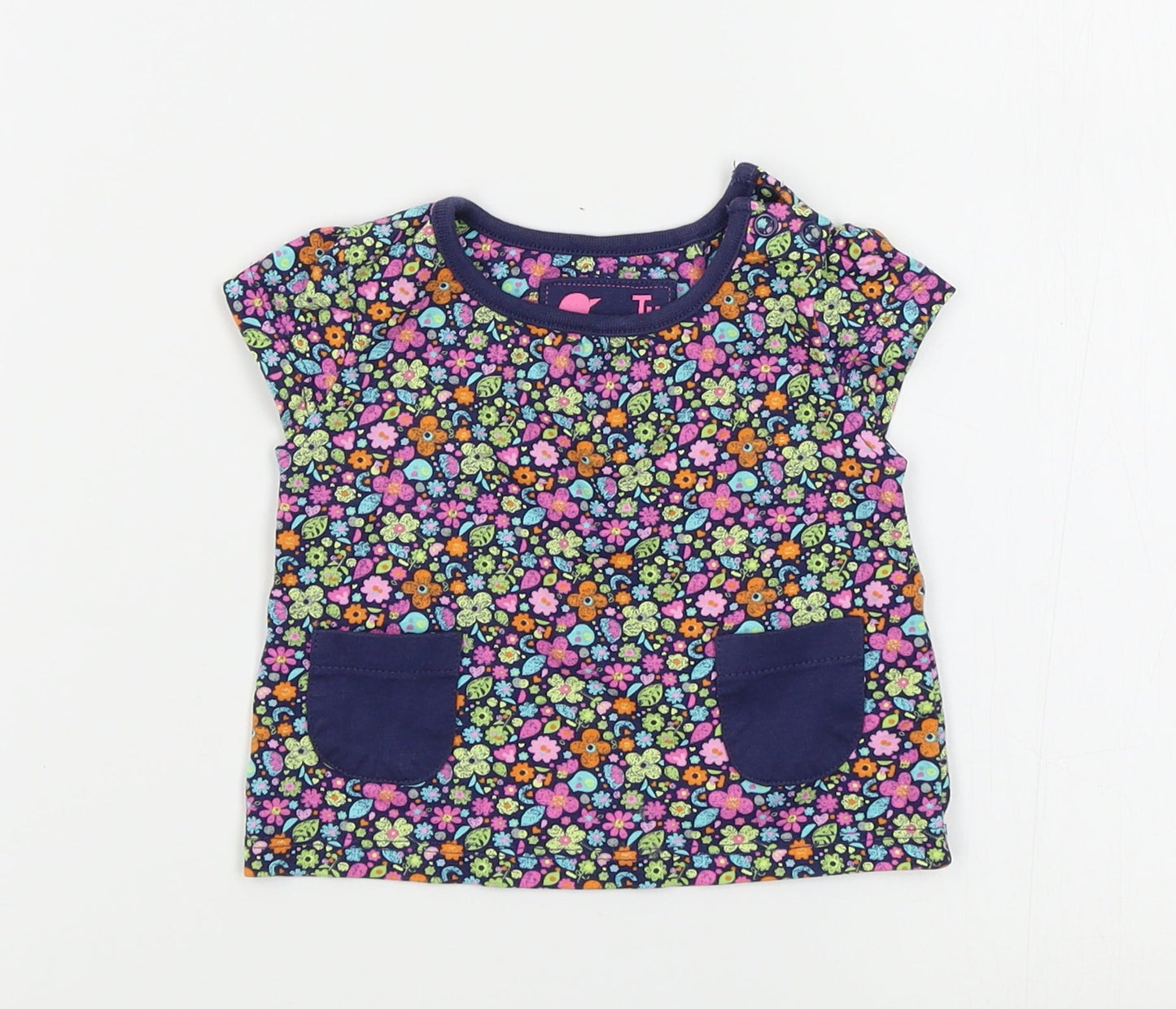 TU Girls Pink Floral  Basic T-Shirt Size 0-3 Months