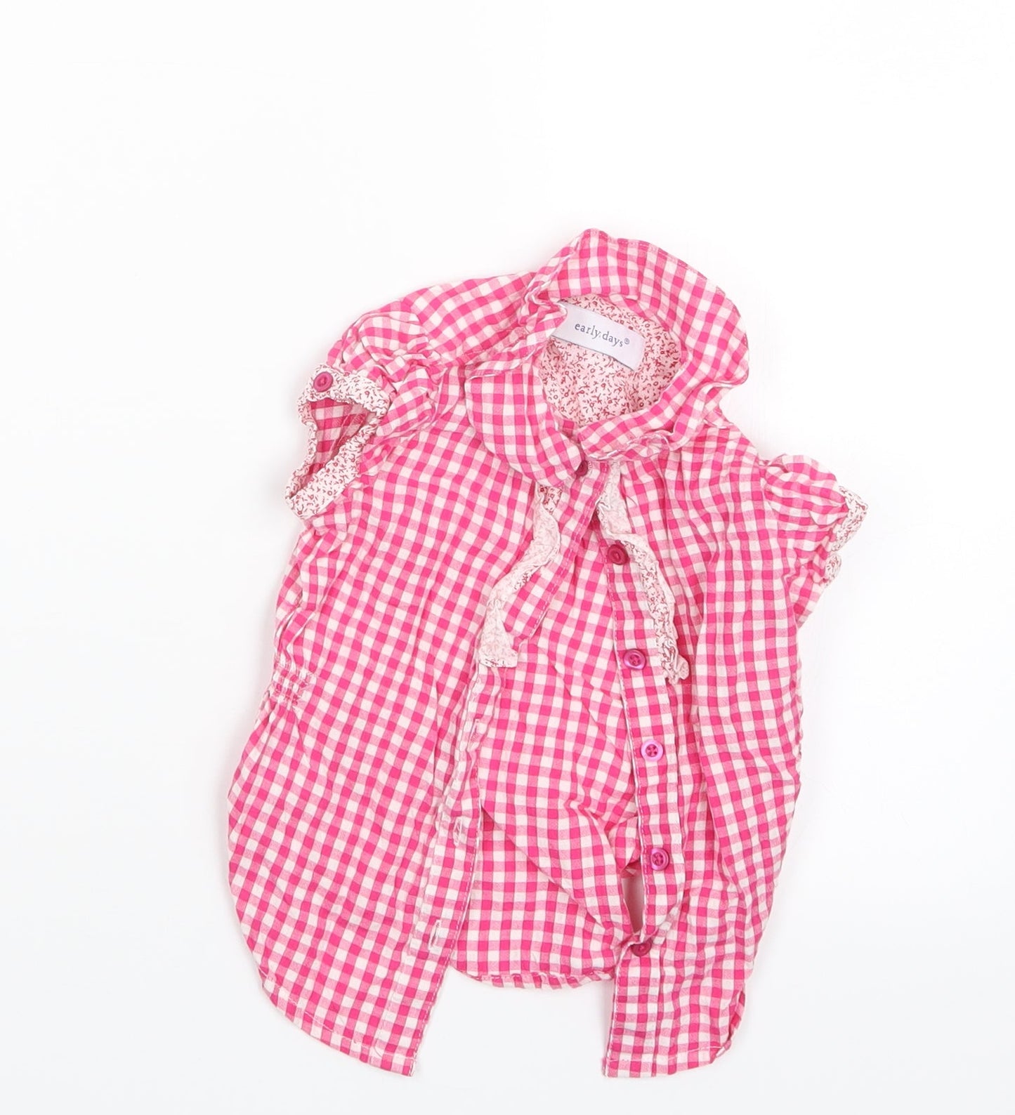 Earlydays Girls Pink Check  Basic Button-Up Size 12-18 Months