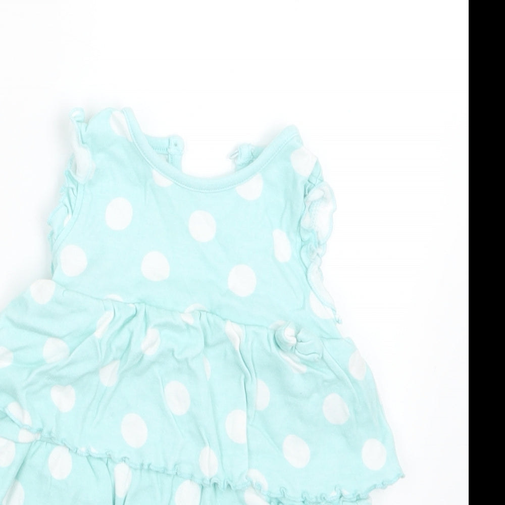 George Girls Green Polka Dot  Basic T-Shirt Size 9-12 Months