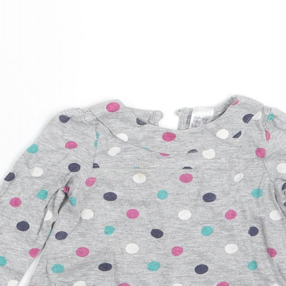 Mini Club Girls Grey Polka Dot  Basic T-Shirt Size 6-9 Months