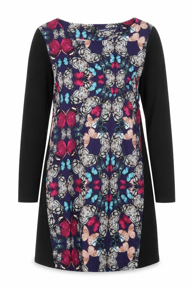 Dunnes Womens Black Geometric  T-Shirt Dress  Size 14