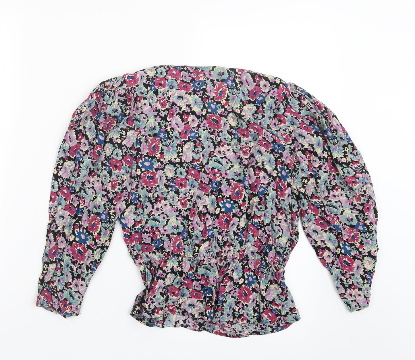Pull&Bear Womens Pink Floral  Cropped T-Shirt Size S