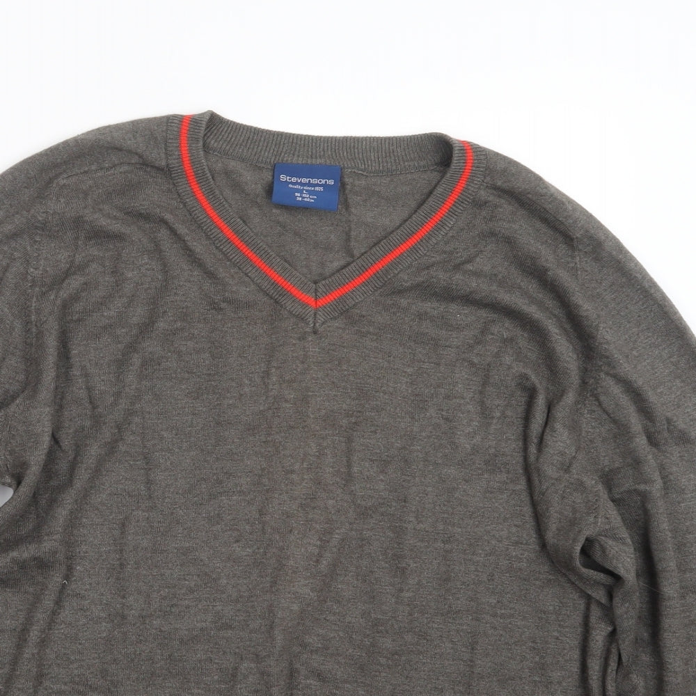 Stevensons Mens Brown  Knit Pullover Jumper Size L