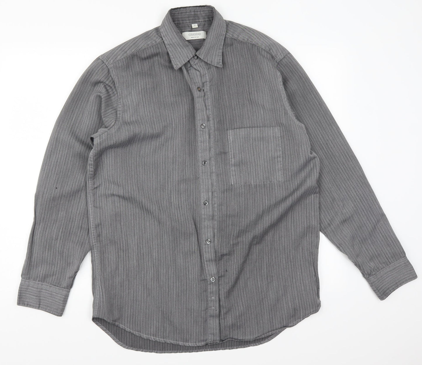 C&A Mens Grey Striped   Button-Up Size S
