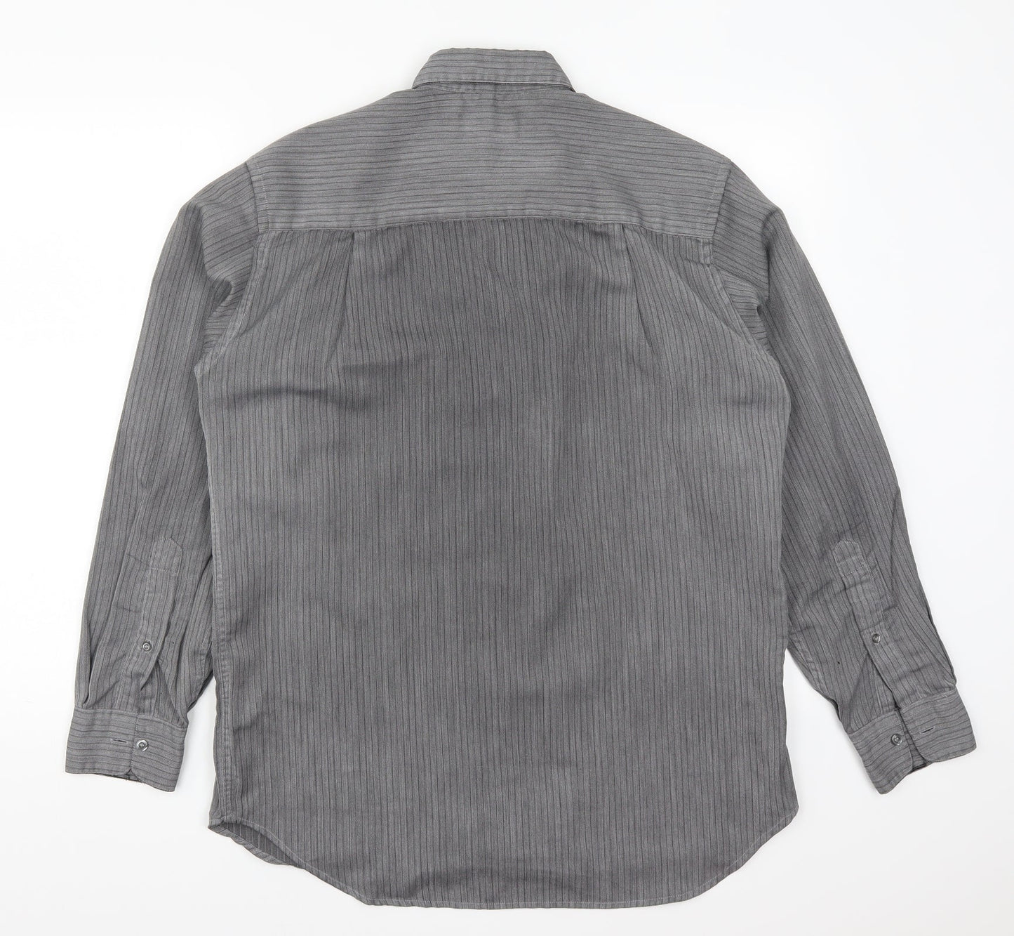 C&A Mens Grey Striped   Button-Up Size S