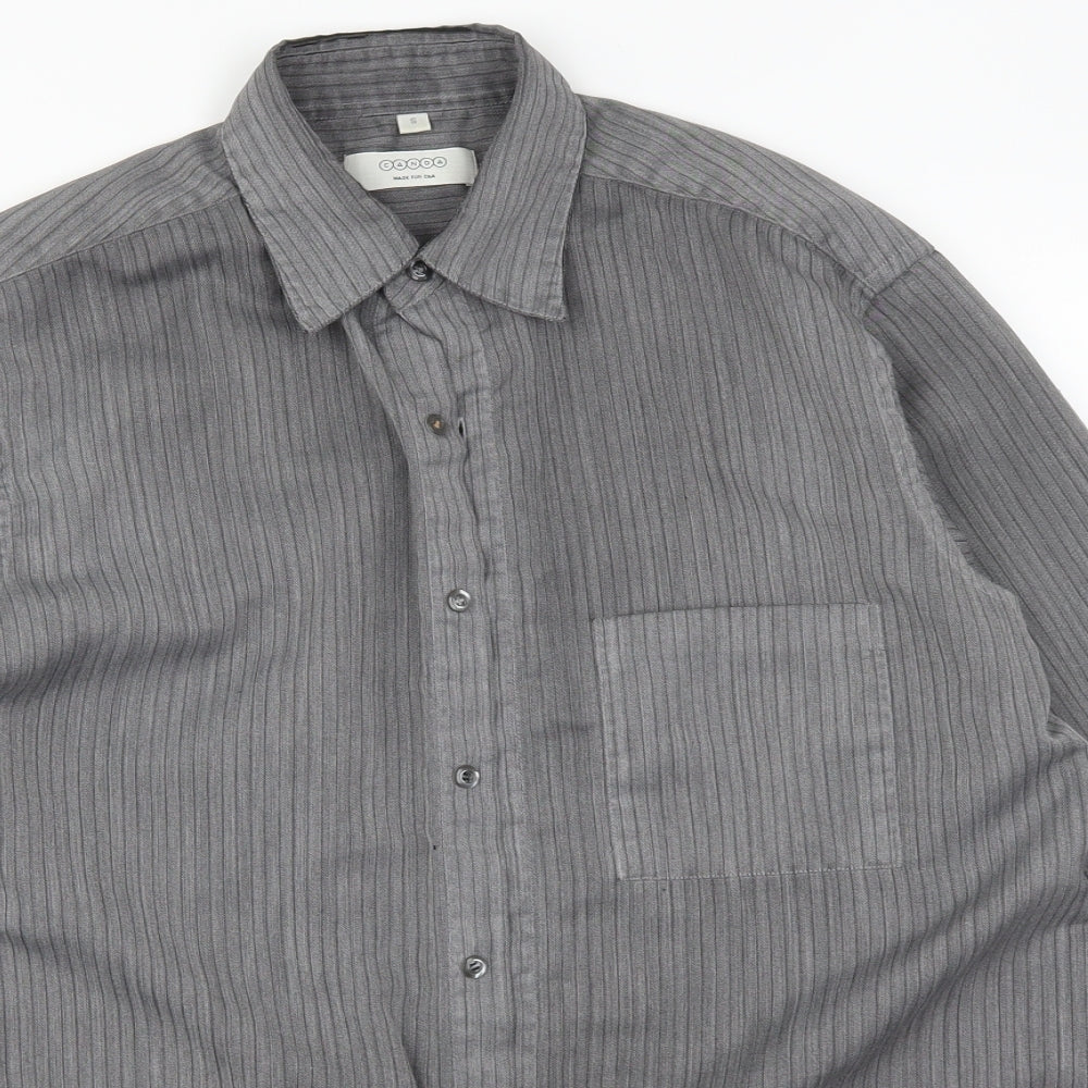 C&A Mens Grey Striped   Button-Up Size S