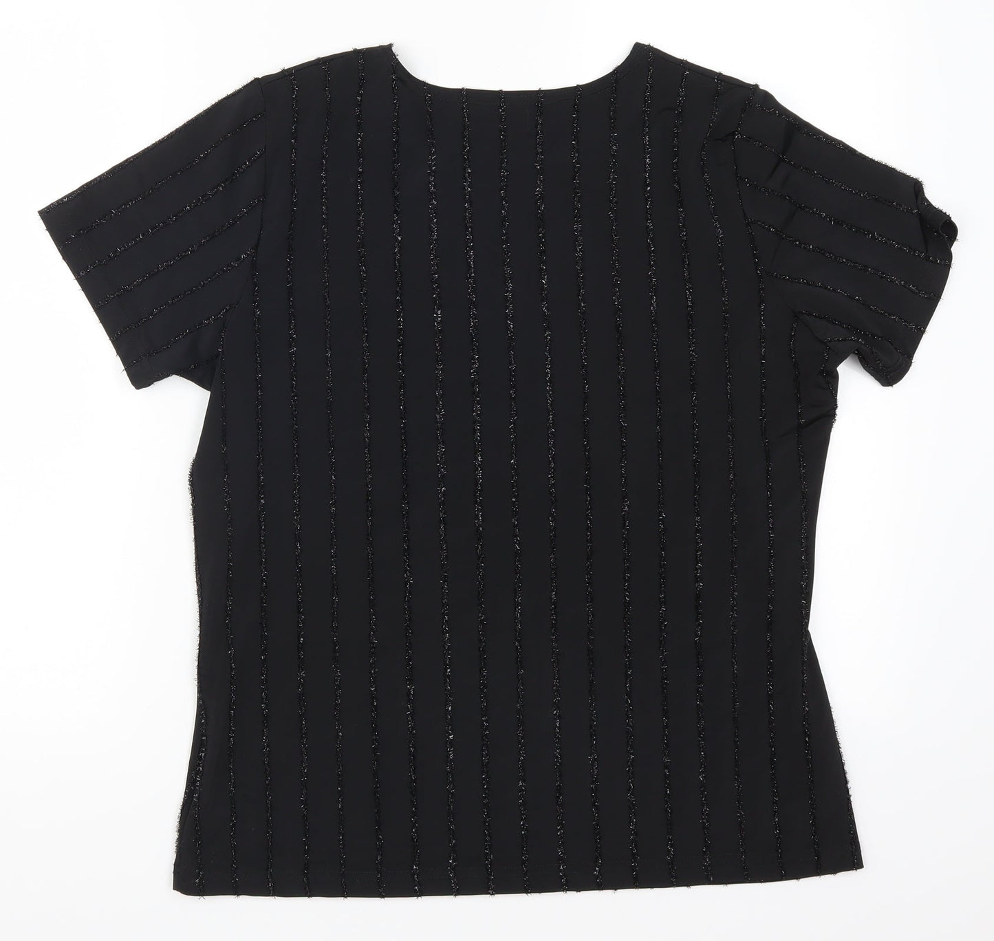 Saloos Womens Black Striped  Basic T-Shirt Size M