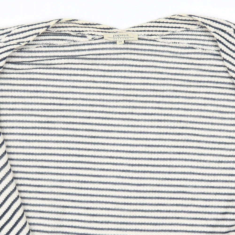 Papaya Womens Blue Striped  Cardigan Jumper Size 14