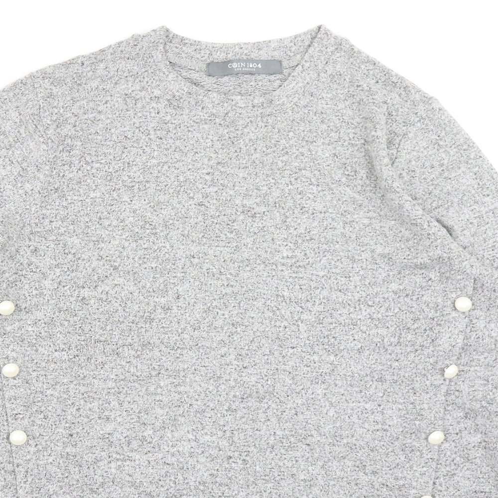 COIN 1804 Womens Grey  Knit Pullover Jumper Size M
