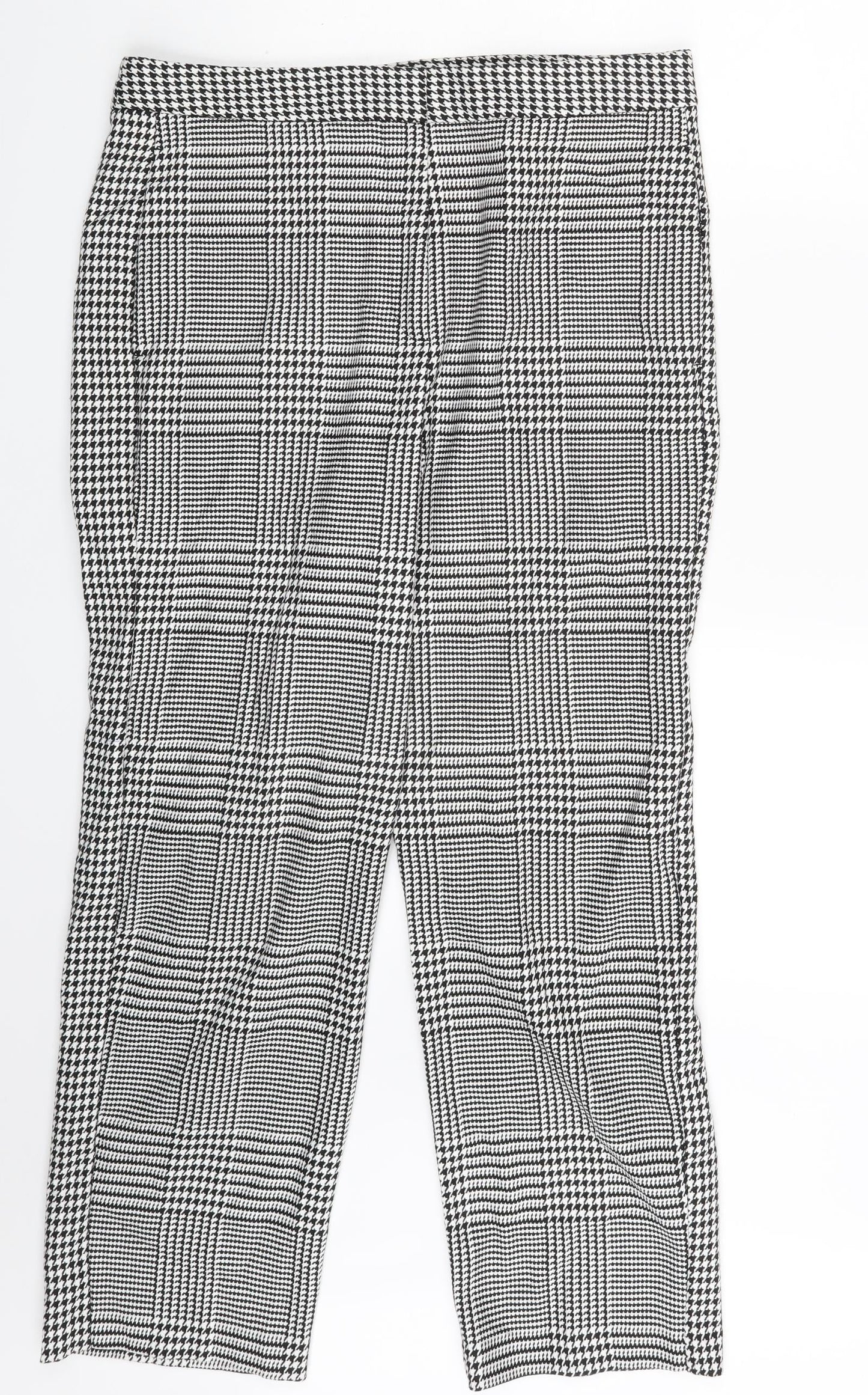 M&S Womens White Herringbone  Trousers  Size 14 L27 in