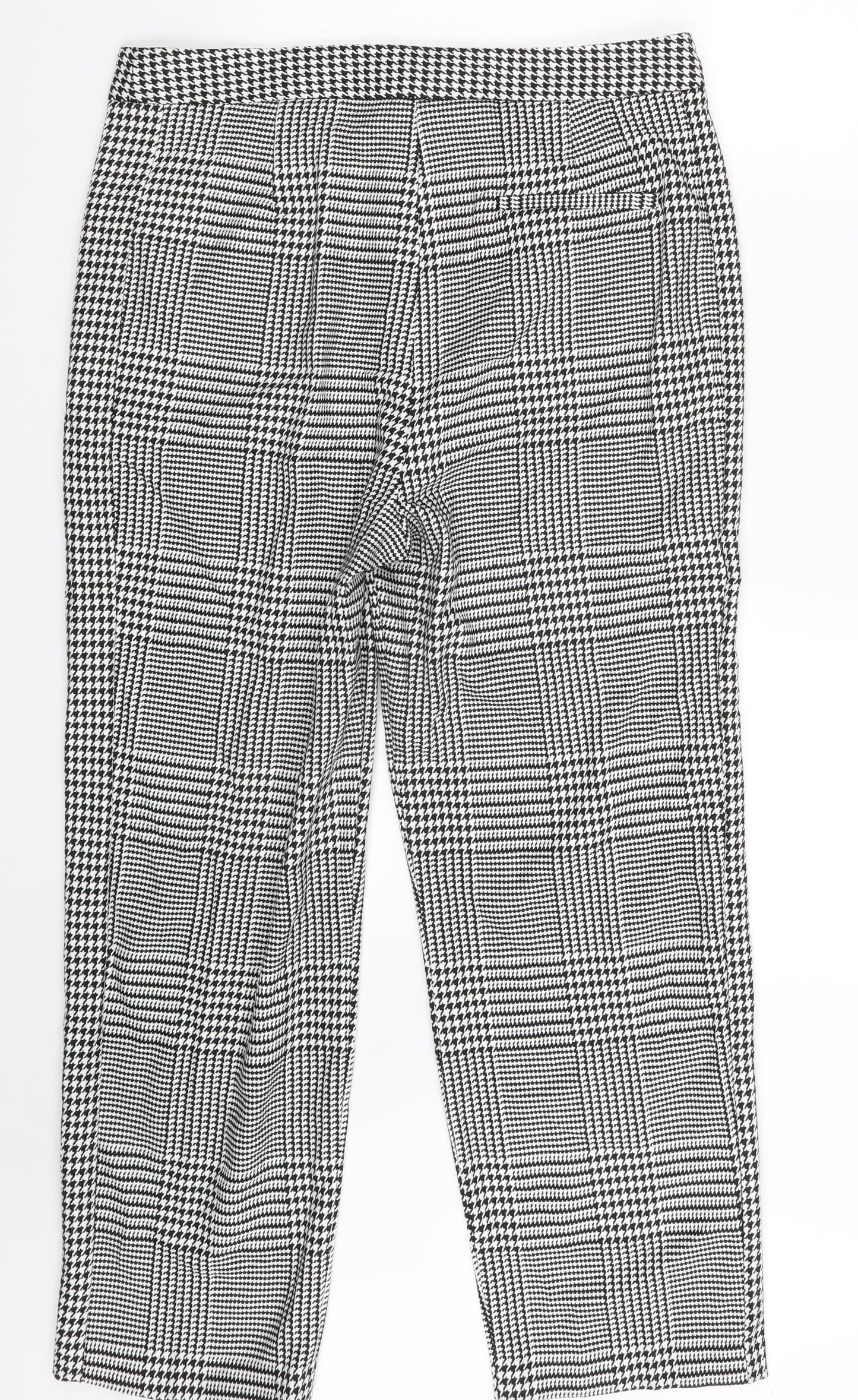 M&S Womens White Herringbone  Trousers  Size 14 L27 in