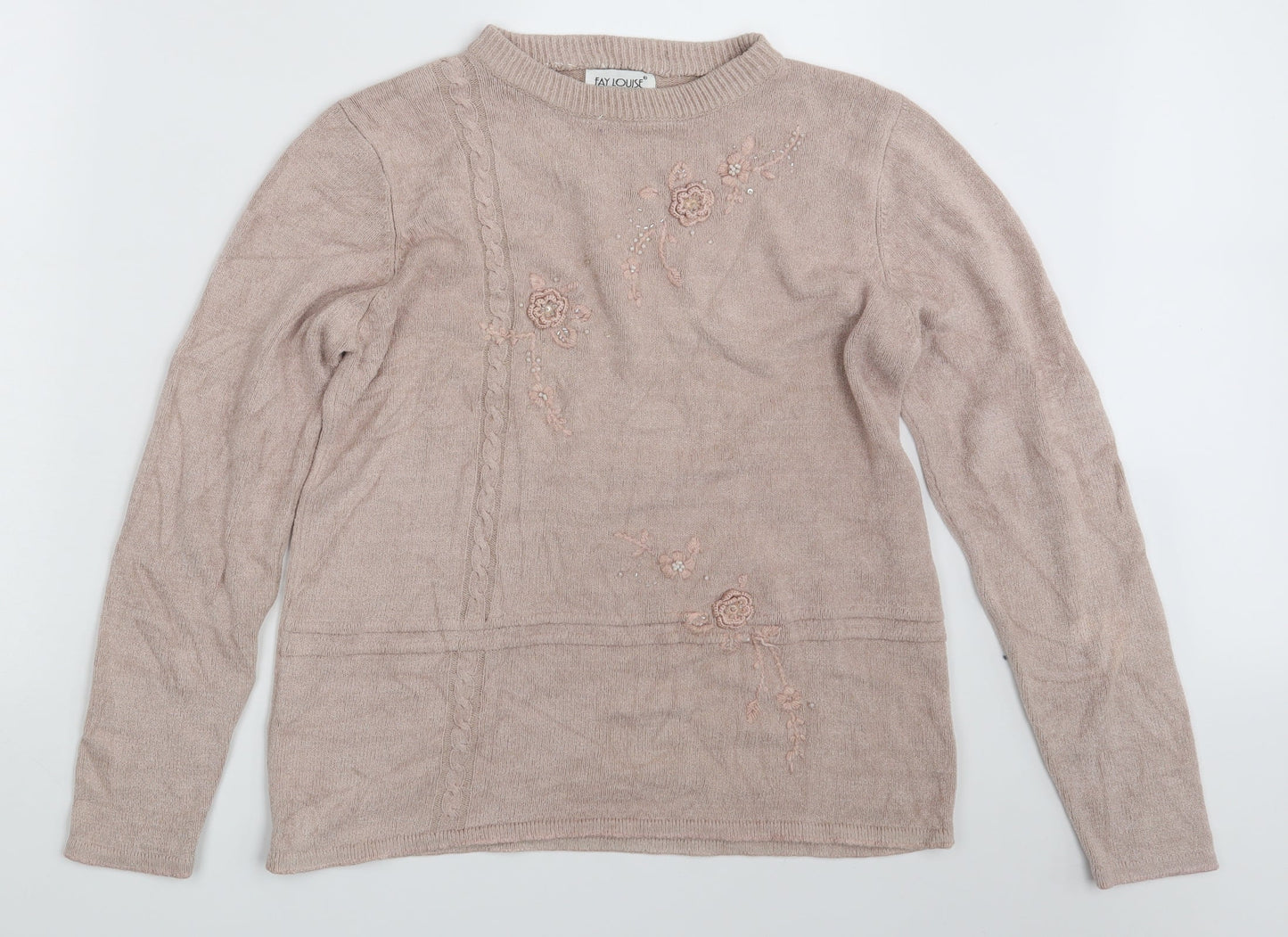 Fay Louise Womens Pink Floral  Pullover Jumper Size M