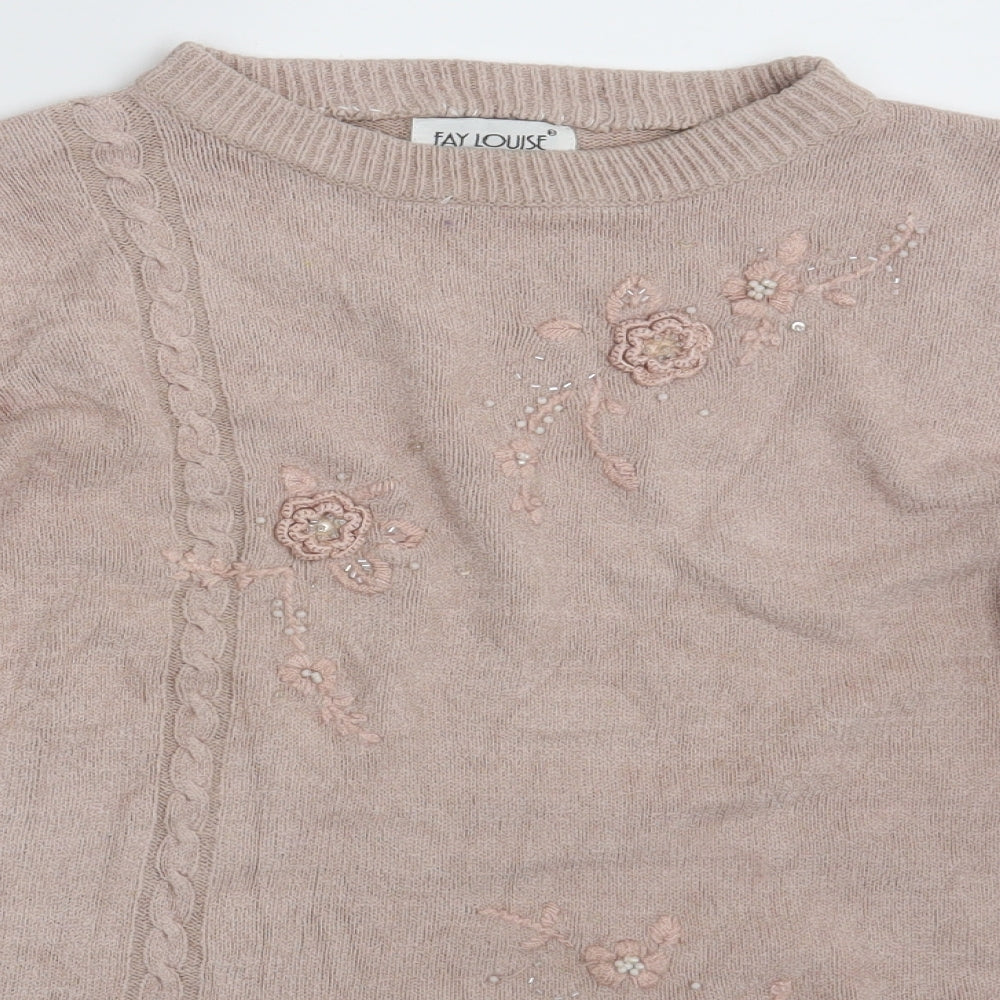 Fay Louise Womens Pink Floral  Pullover Jumper Size M
