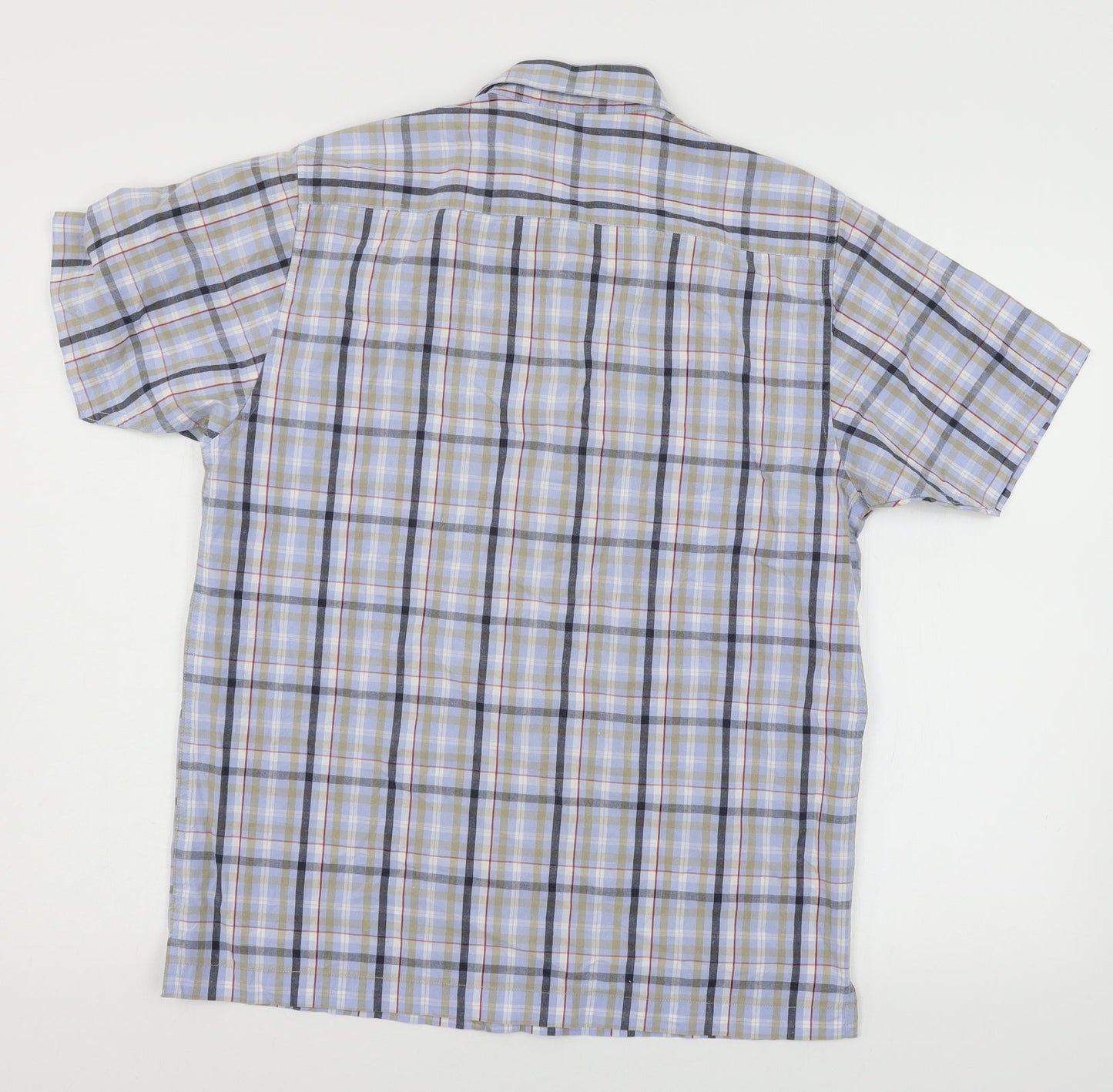 Easy Mens Blue Plaid   Button-Up Size S