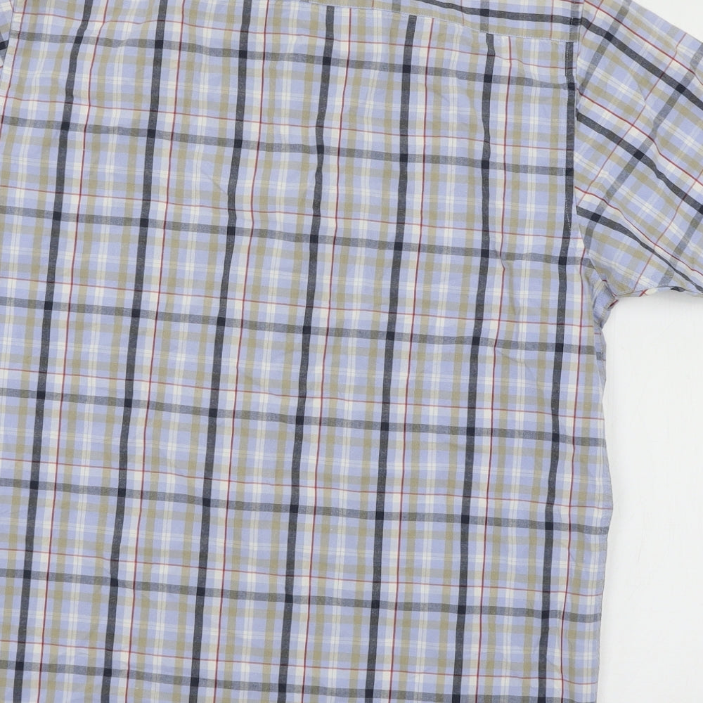 Easy Mens Blue Plaid   Button-Up Size S