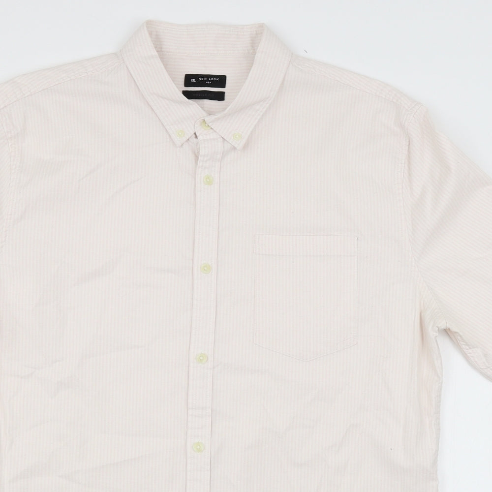 New Look Mens Pink Striped   Button-Up Size 2XL