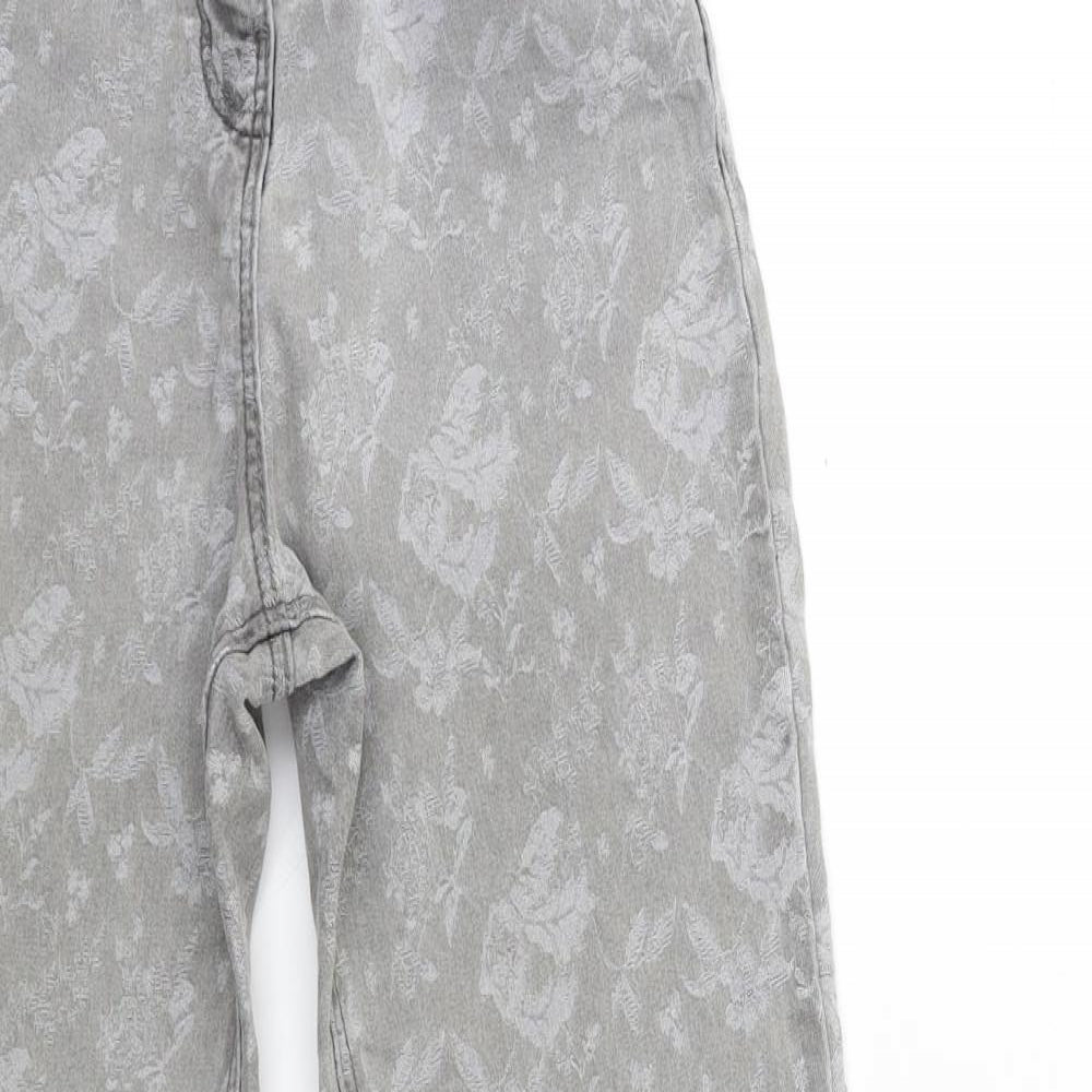 George Girls Grey Floral Denim Skinny Jeans Size 11-12 Years