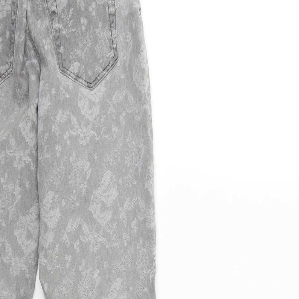 George Girls Grey Floral Denim Skinny Jeans Size 11-12 Years