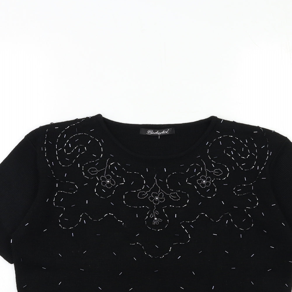 Berkertex Womens Black  Knit Pullover Jumper Size 10