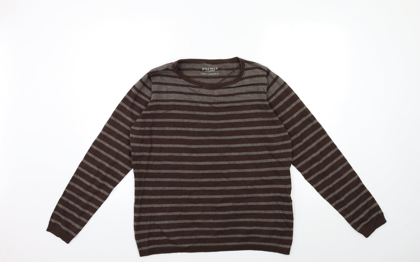 Stooker Womens Brown Striped  Pullover Jumper Size 14