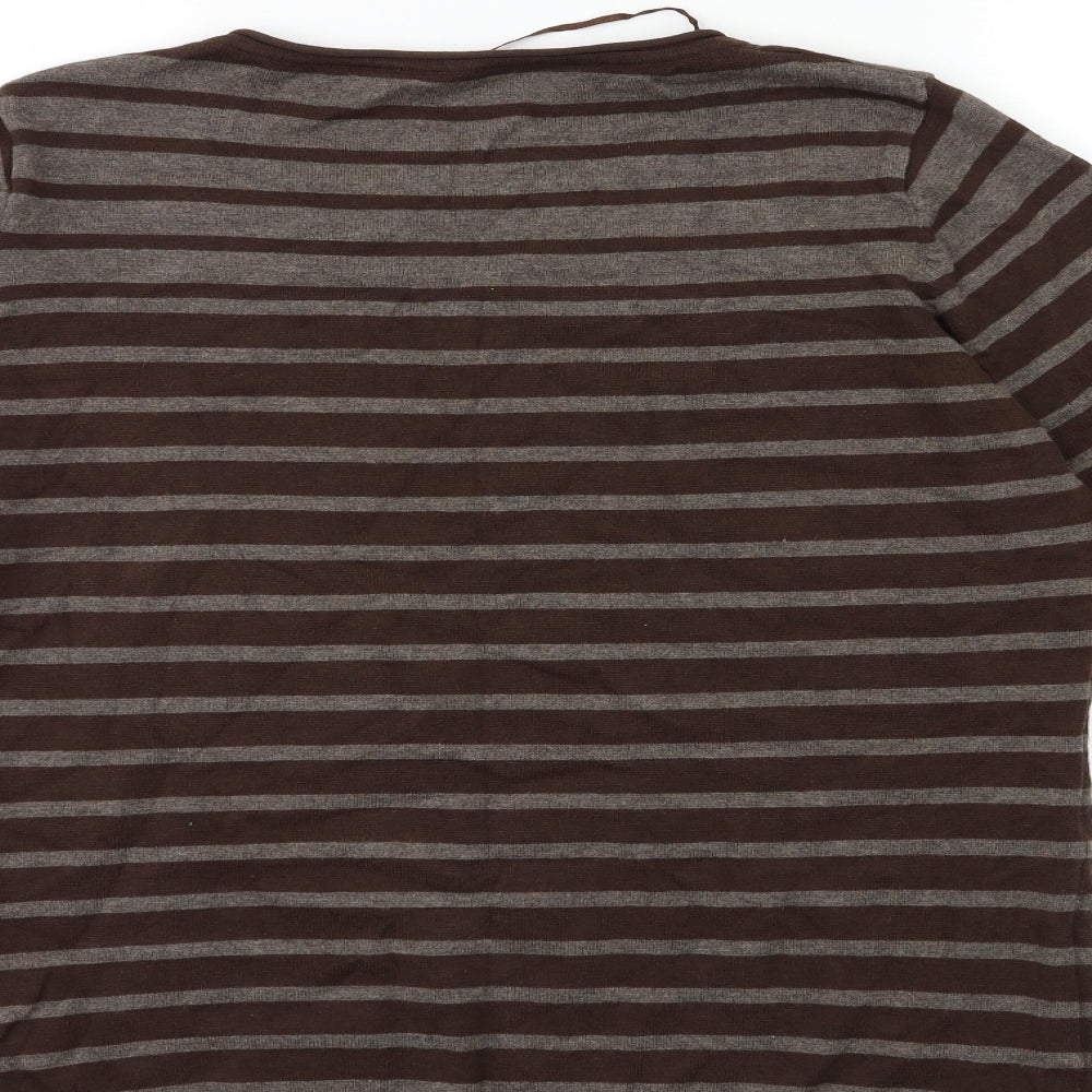 Stooker Womens Brown Striped  Pullover Jumper Size 14