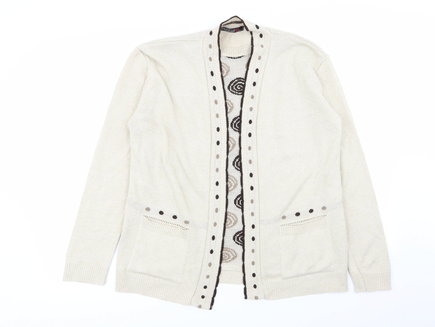 pure fashion Womens Beige Polka Dot  Cardigan Jumper Size M
