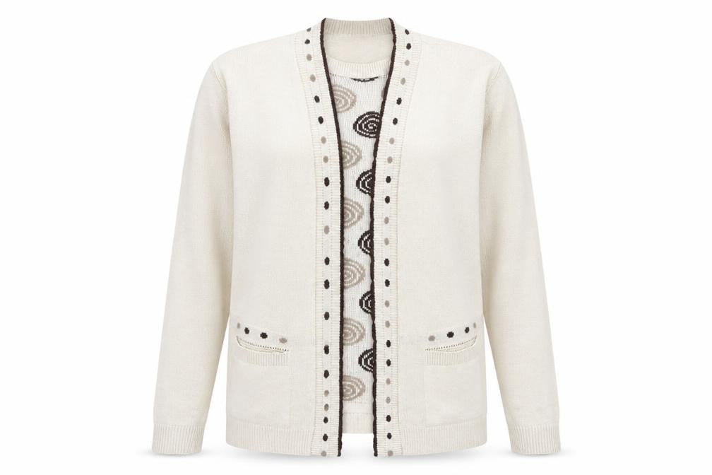 pure fashion Womens Beige Polka Dot  Cardigan Jumper Size M