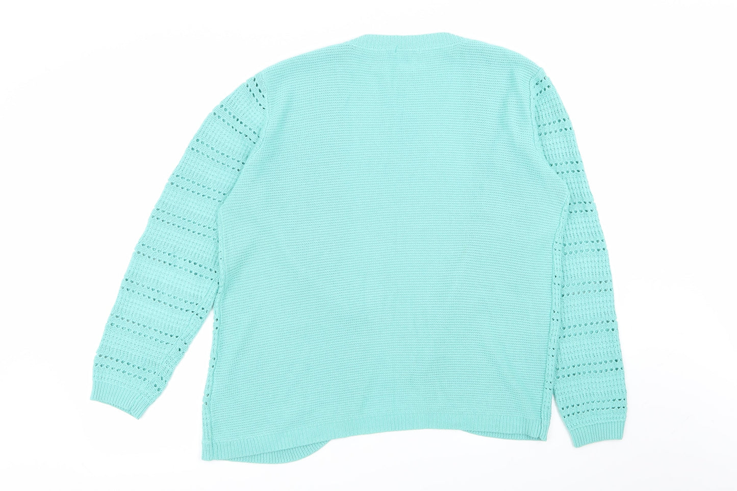 Damart Womens Green Geometric  Cardigan Jumper Size 14
