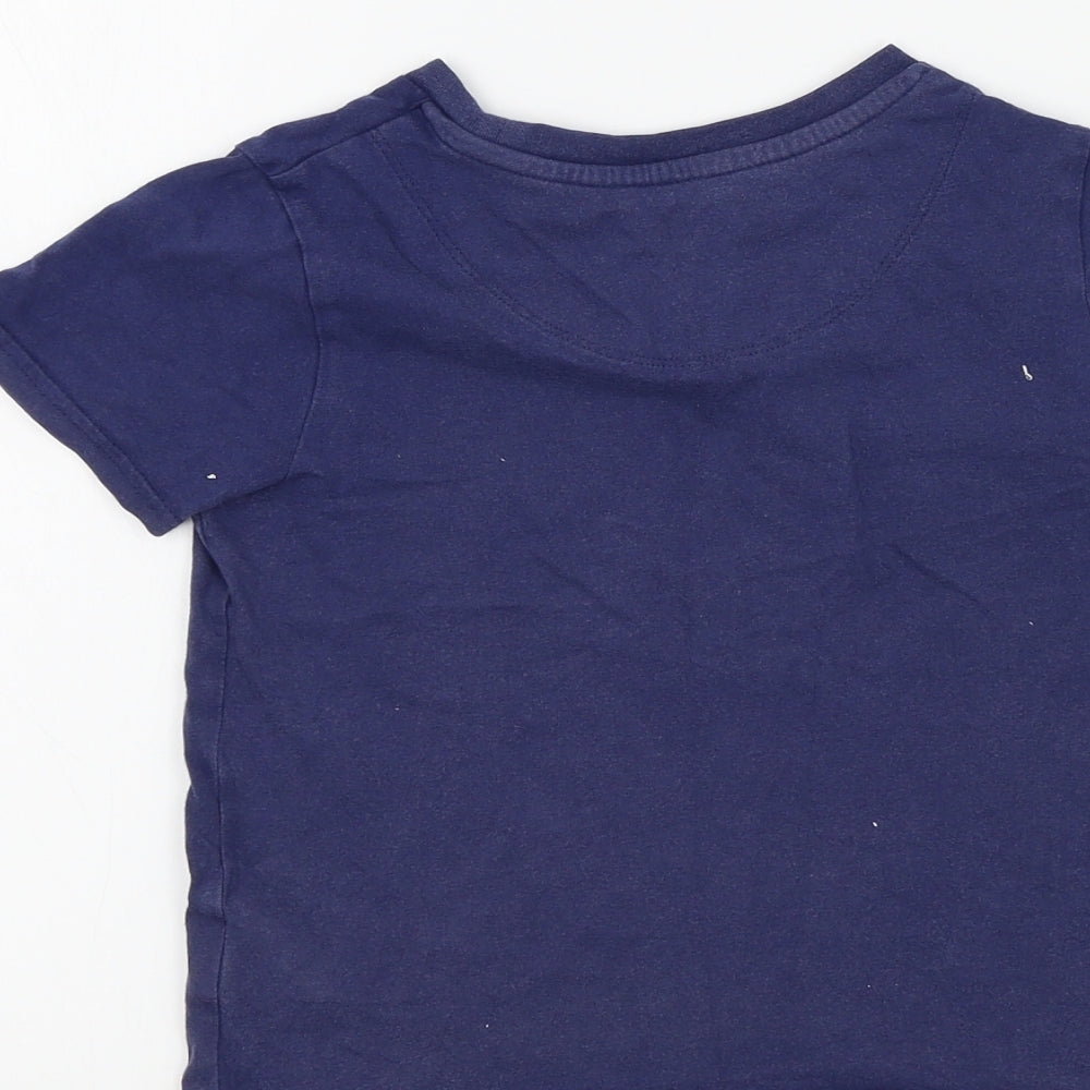 M&S Girls Blue Colourblock  Basic T-Shirt Size 5-6 Years