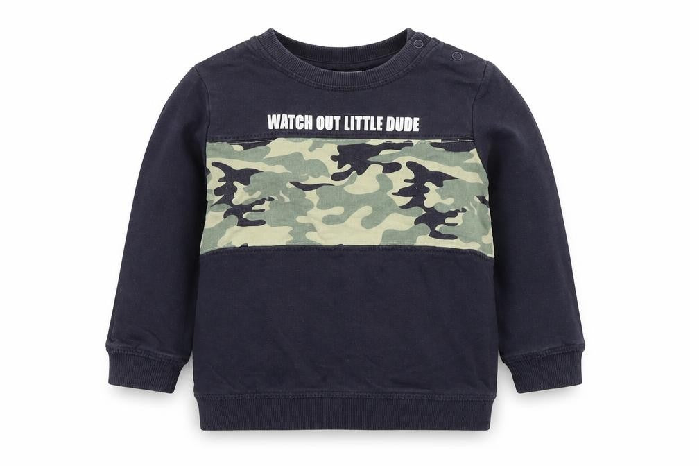 so cute Boys Grey Colourblock  Pullover Jumper Size 12-18 Months