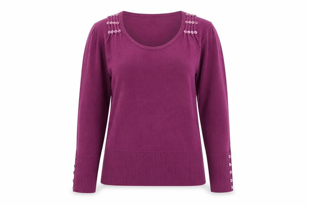 Front view of alexara women’s purple jumper, size L