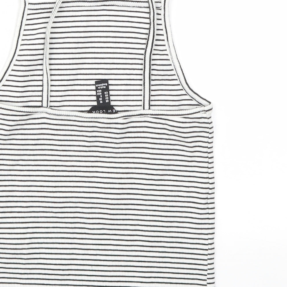 New Look Womens Multicoloured Striped  Basic T-Shirt Size 10