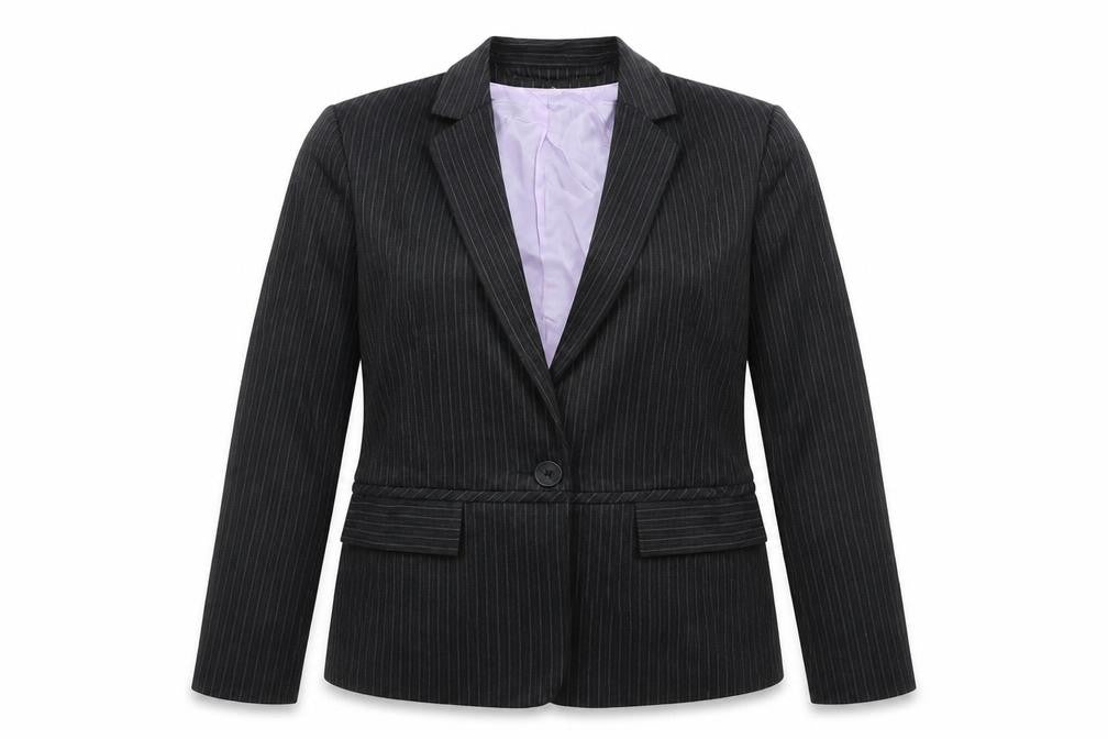 Warehouse Womens Grey Striped  Jacket Suit Jacket Size 14