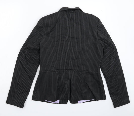 Warehouse Womens Grey Striped  Jacket Suit Jacket Size 14