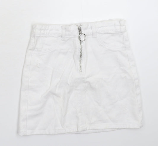 Candy Couture Girls White  Denim A-Line Skirt Size 9 Years