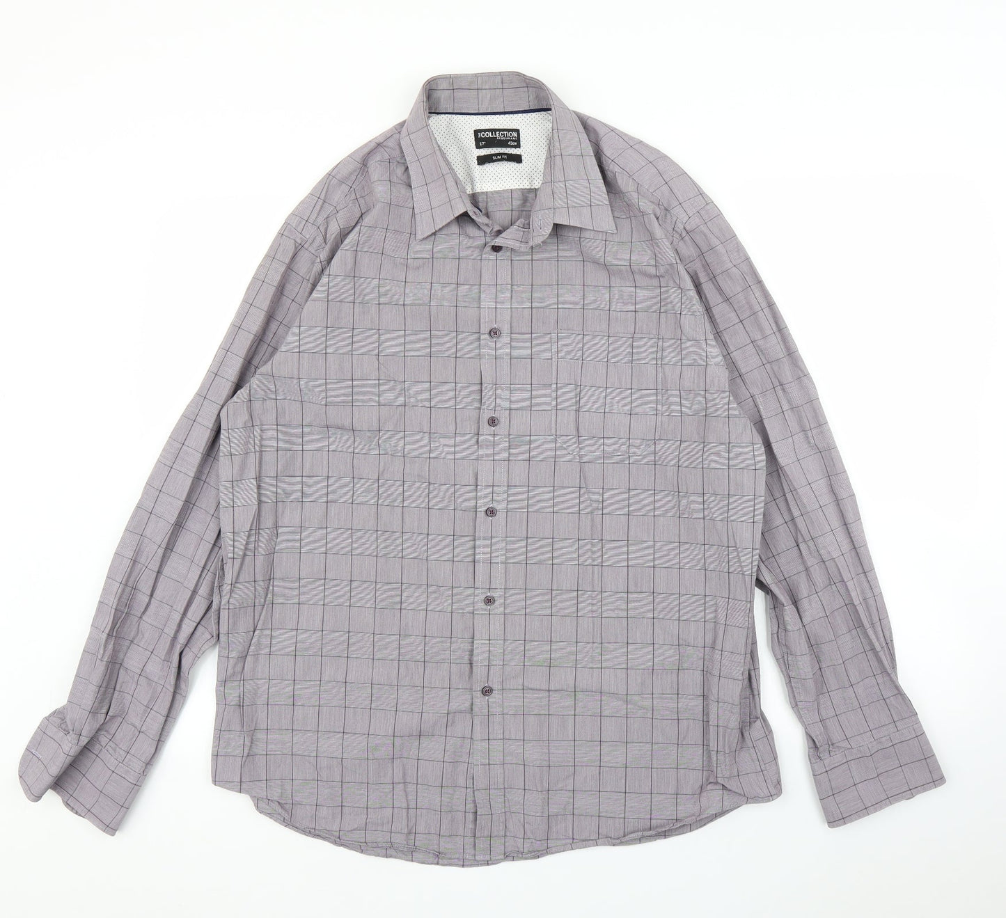 Debenhams Mens Purple Plaid   Button-Up Size 17