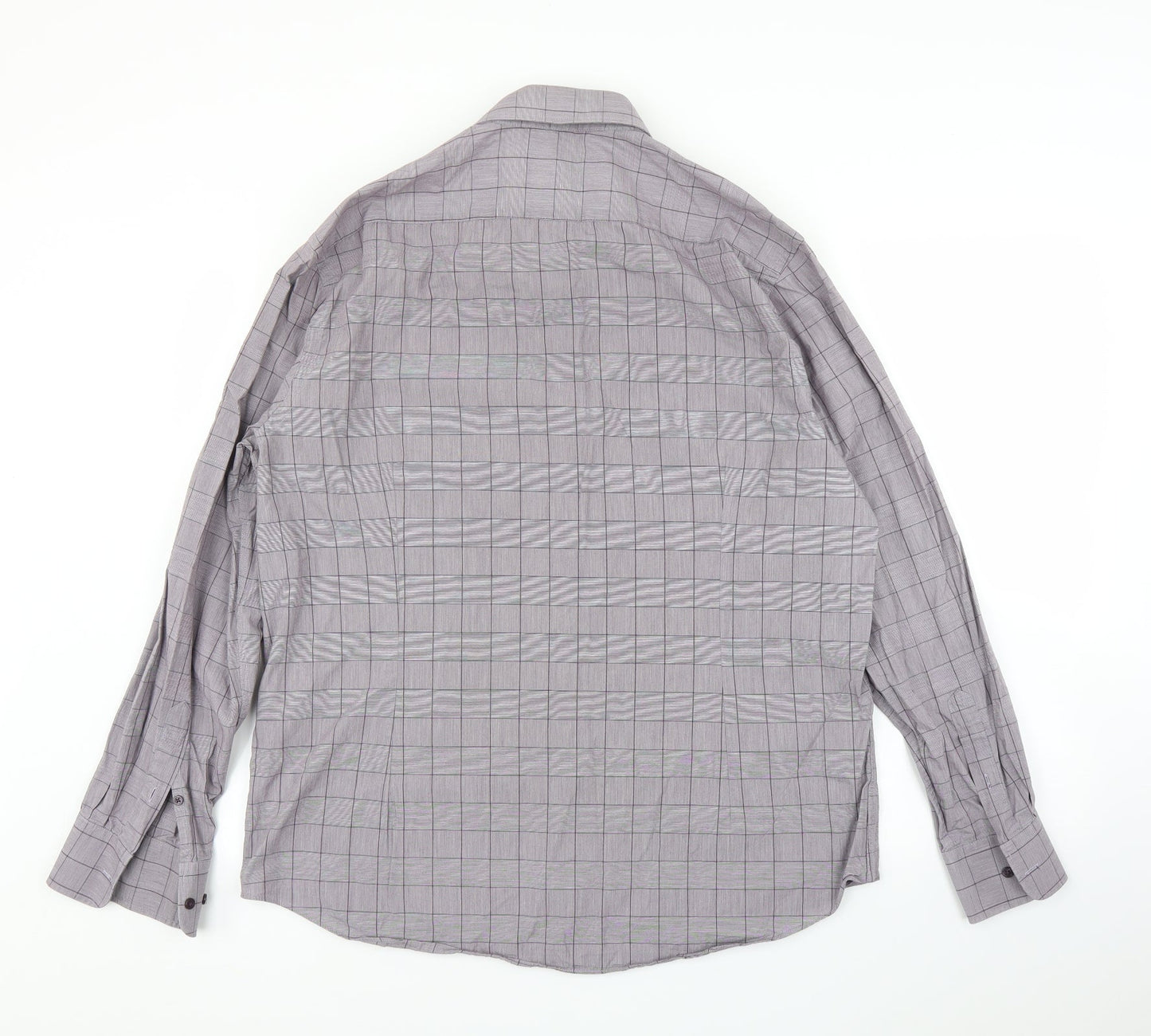 Debenhams Mens Purple Plaid   Button-Up Size 17