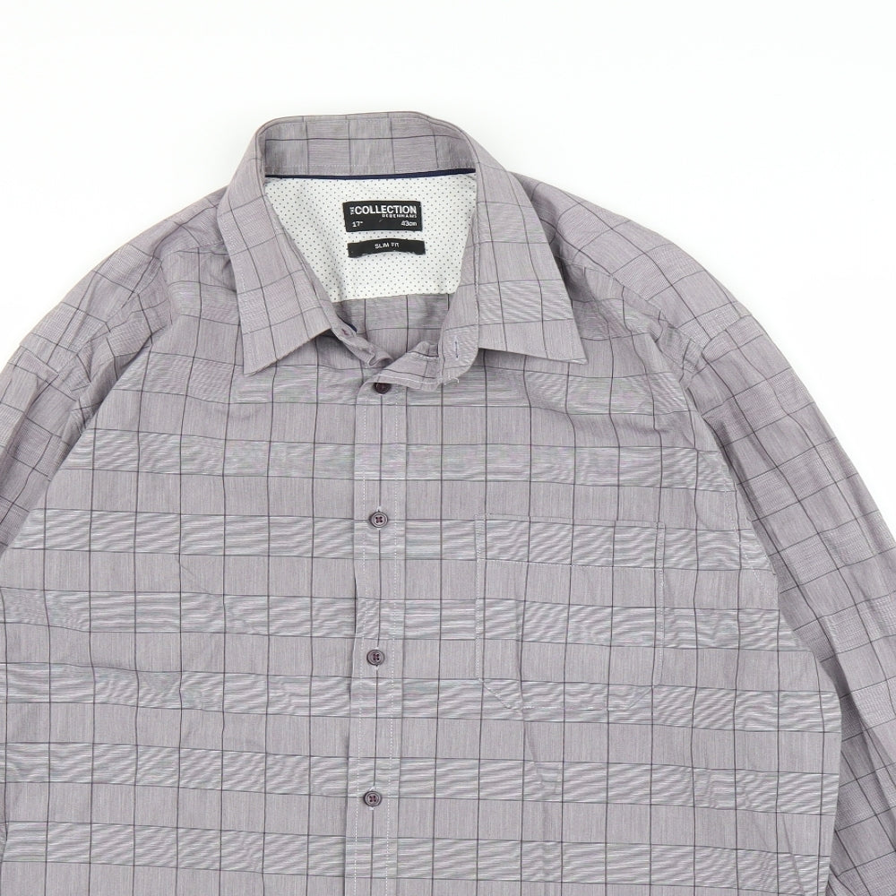 Debenhams Mens Purple Plaid   Button-Up Size 17