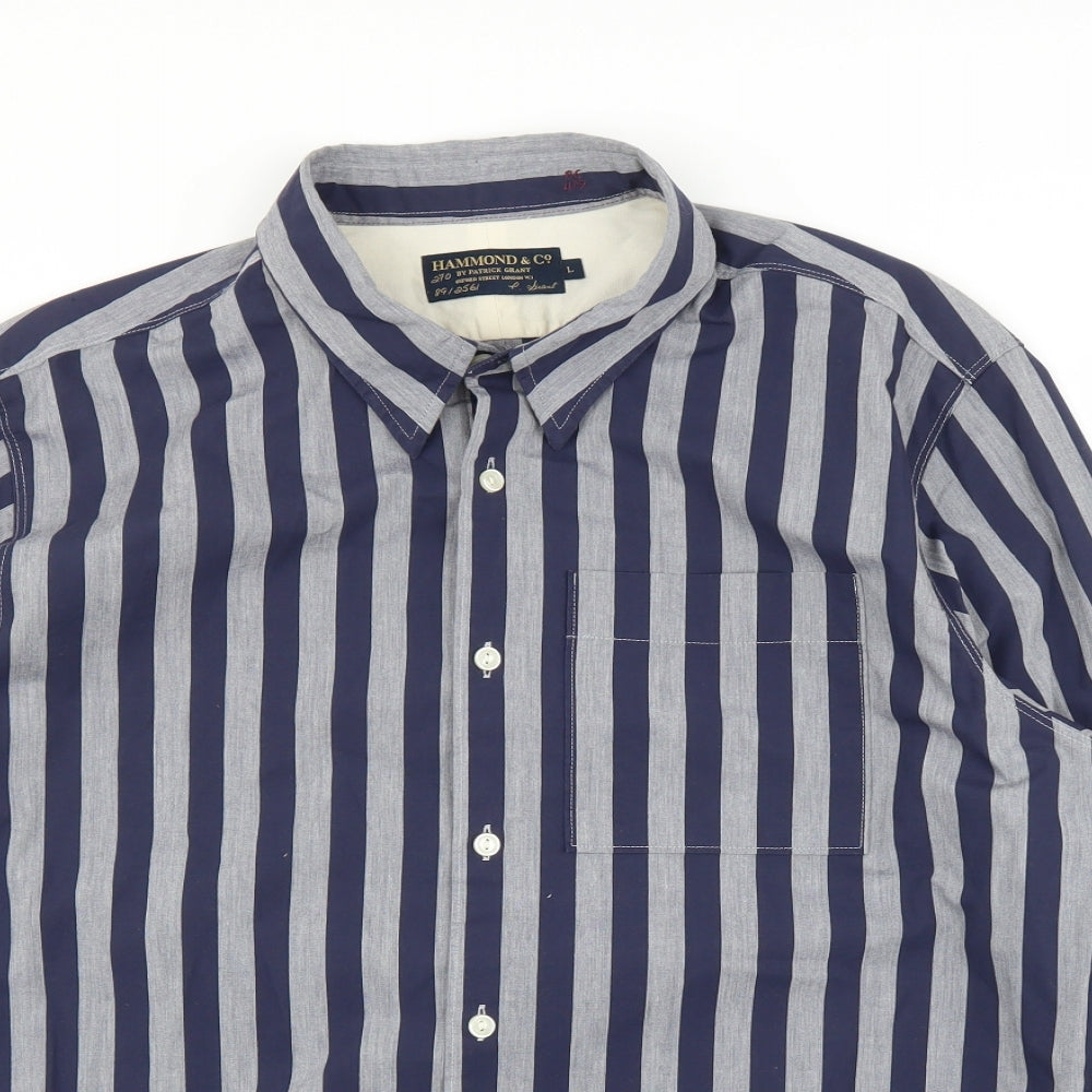 Hammond & CO Mens Blue Striped   Button-Up Size L
